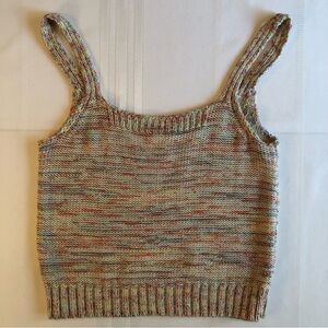 Lucy Paris Rainbow Knit Ribbed Crop Tank Top Size M